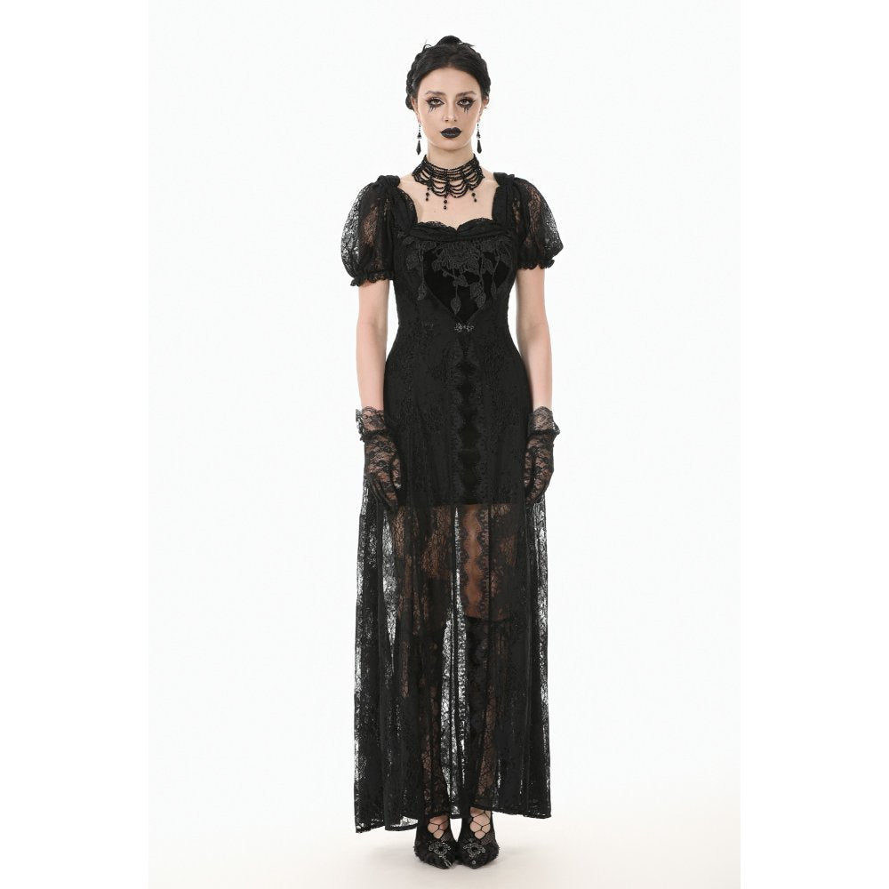 Dark in Love Morwenna Lace Gothic Maxi Dress in Black - DevilGothic DevilGothic
