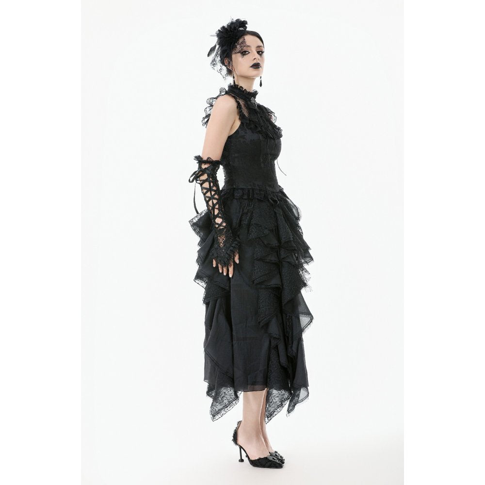 Dark in Love Seraphina Ruched Lace Goth Blouse in Black - DevilGothic DevilGothic