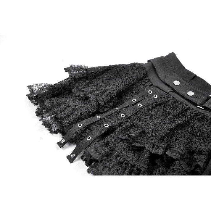 Dark in Love Astrid Lace Buckle Skirt - DevilGothic DevilGothic