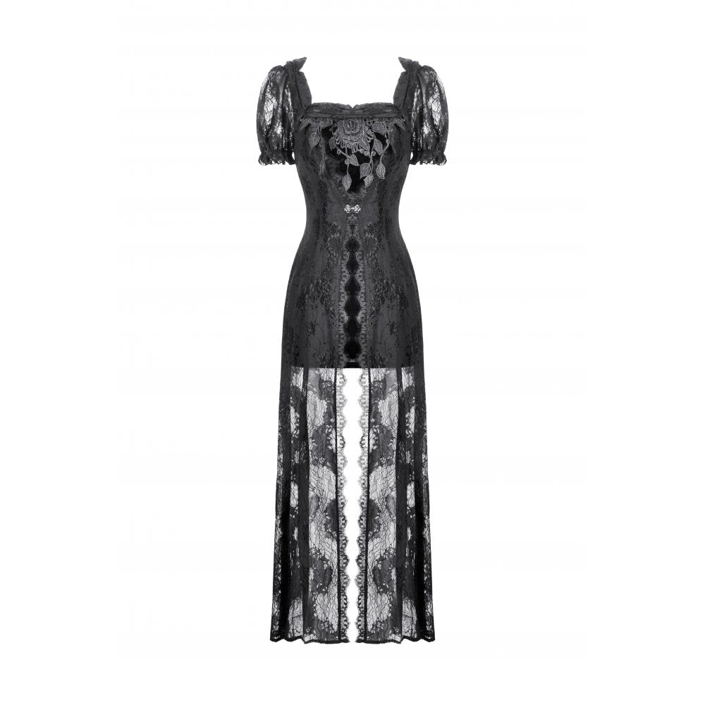 Dark in Love Morwenna Lace Gothic Maxi Dress in Black - DevilGothic DevilGothic