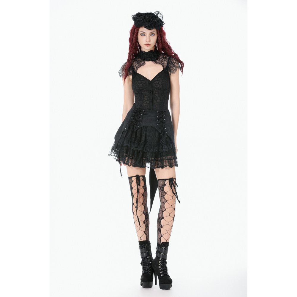 Dark in Love Thornspell Gothic Layered Lace Overskirt - DevilGothic DevilGothic