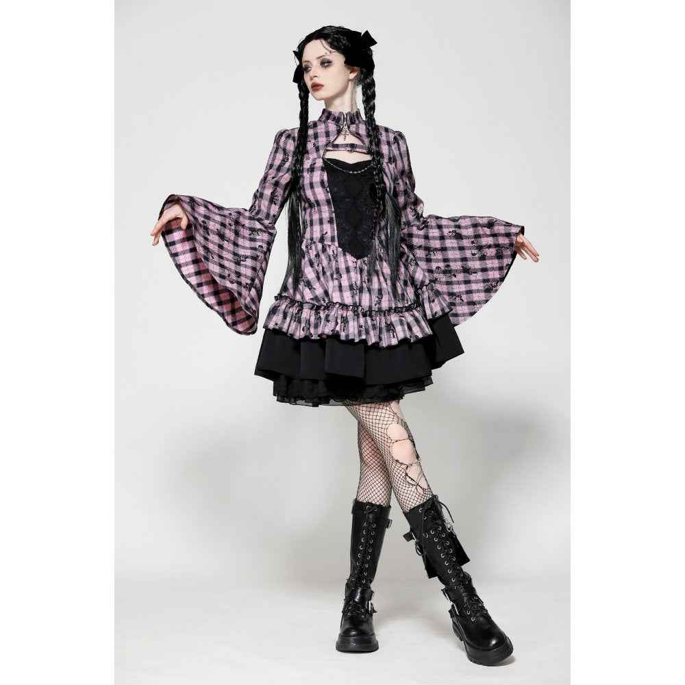 Dark in Love Ellery Big Pink Butterfly Doll Bell-Sleeve Dress