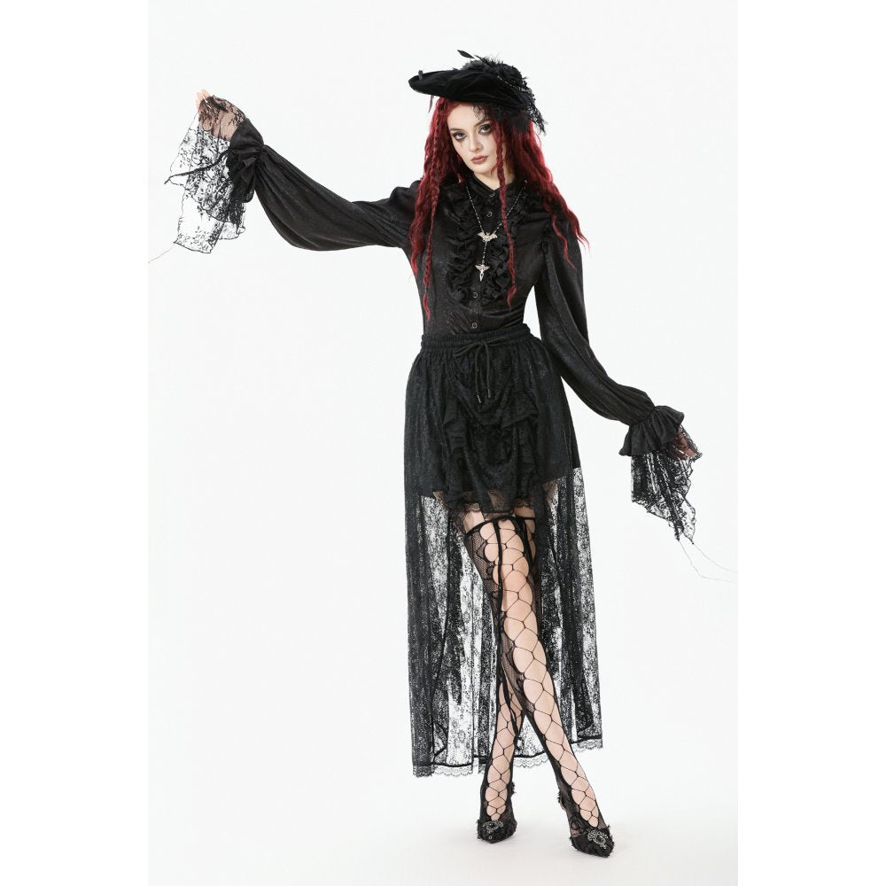 Dark in Love Sabina High-Low Sheer Lace Skirt - DevilGothic DevilGothic