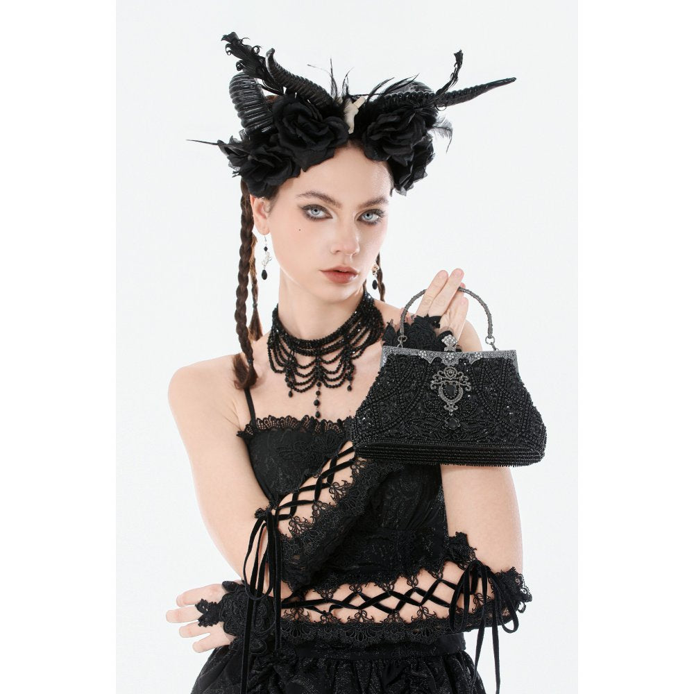 Dark In Love Celestine Vintage Beaded Gilded Evening Bag - DevilGothic DevilGothic
