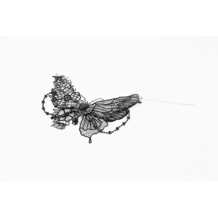 Dark in Love Lysandra Butterfly Lace Beaded Collar - DevilGothic DevilGothic