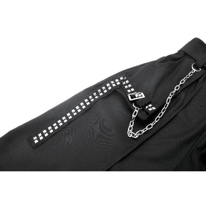 Dark in Love Chain Belt Layered Goth Skirt in Black - DevilGothic DevilGothic