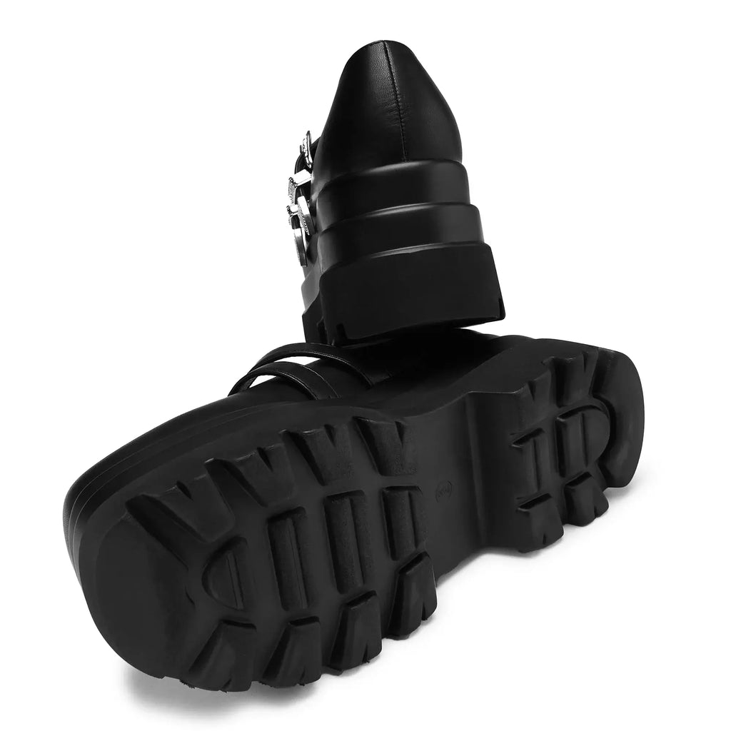 Koi Damona Trident Ornate Buckle Mary Janes  Shoes in Black - DevilGothic DevilGothic