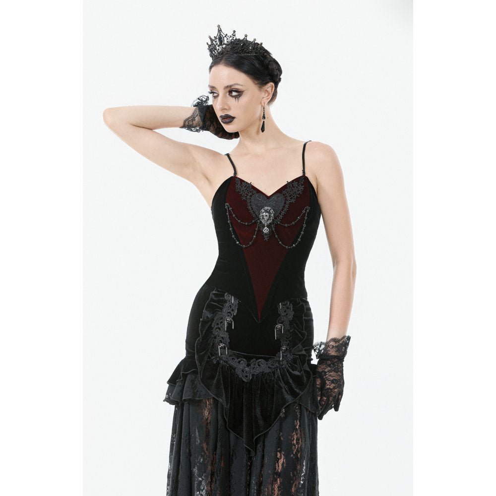 Dark in Love Morrigan Velvet & Lace Chain-Detail Top - DevilGothic DevilGothic
