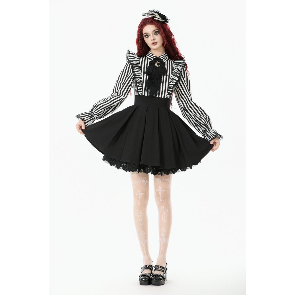 Dark in Love Striped Ruffle Gothic Lolita Dress - DevilGothic DevilGothic