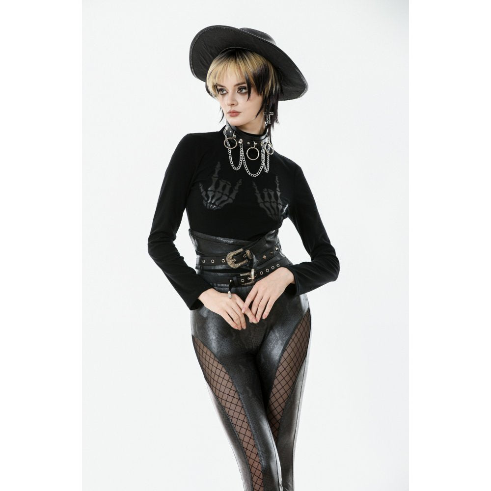 Dark in Love Lilith Skeleton Hands Long Sleeve Top - DevilGothic DevilGothic