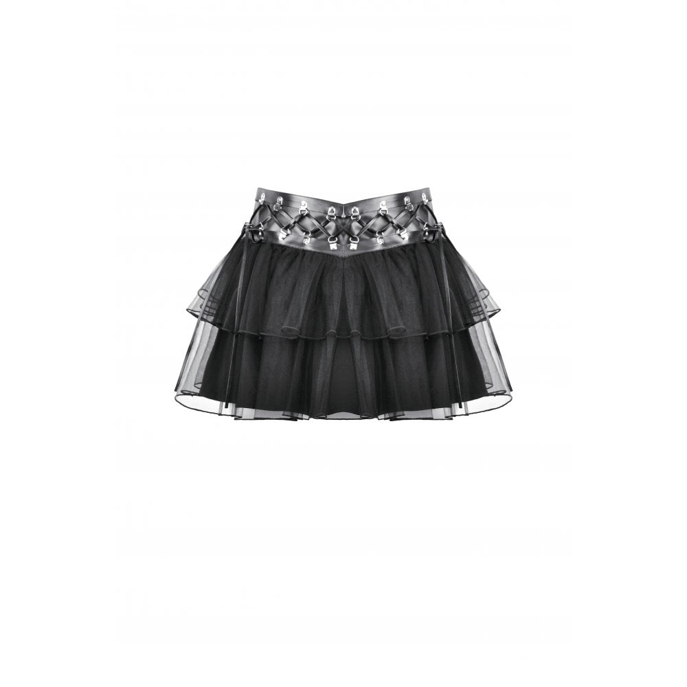 Dark in Love Bonded Tulle Layered Goth Mini Skirt in Black - DevilGothic DevilGothic