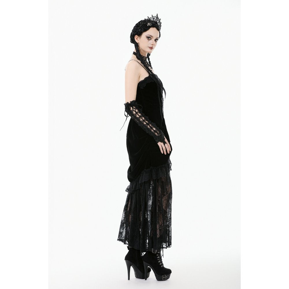Dark in Love Vampiress Royal Velvet and Lace Maxi Dress - DevilGothic DevilGothic