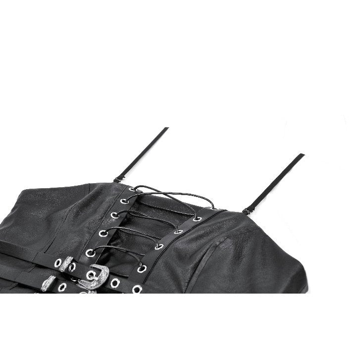 Dark in Love Ravena Buckled Faux Leather Corset Top - DevilGothic DevilGothic