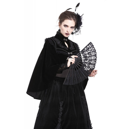 Dark in Love Gothic Elegance Black Lace Fan – Victorian-Inspired Accessory - DevilGothic DevilGothic