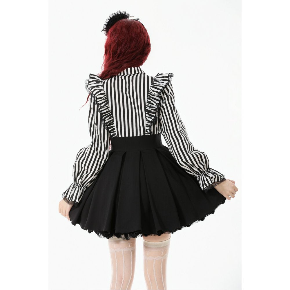 Dark in Love Striped Ruffle Gothic Lolita Dress - DevilGothic DevilGothic
