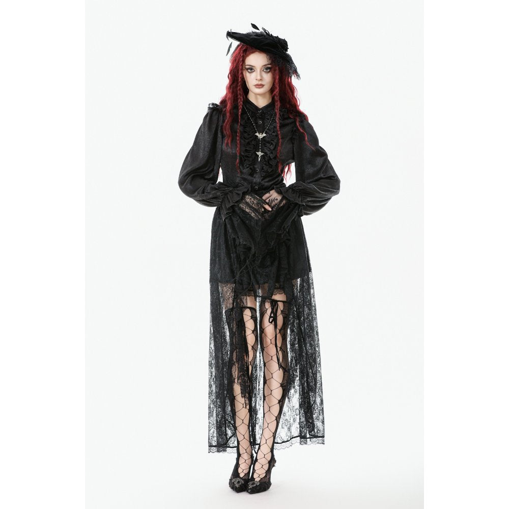 Dark in Love Sabina High-Low Sheer Lace Skirt - DevilGothic DevilGothic