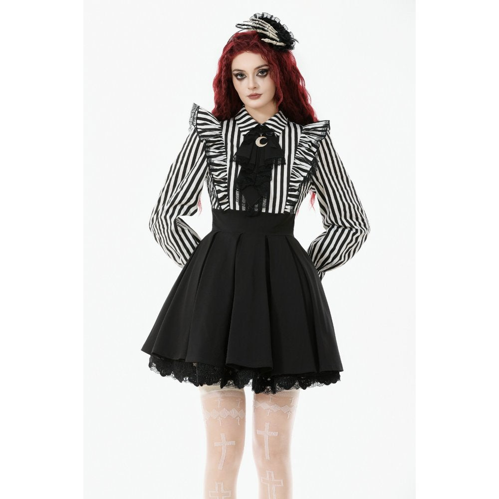 Dark in Love Striped Ruffle Gothic Lolita Dress - DevilGothic DevilGothic
