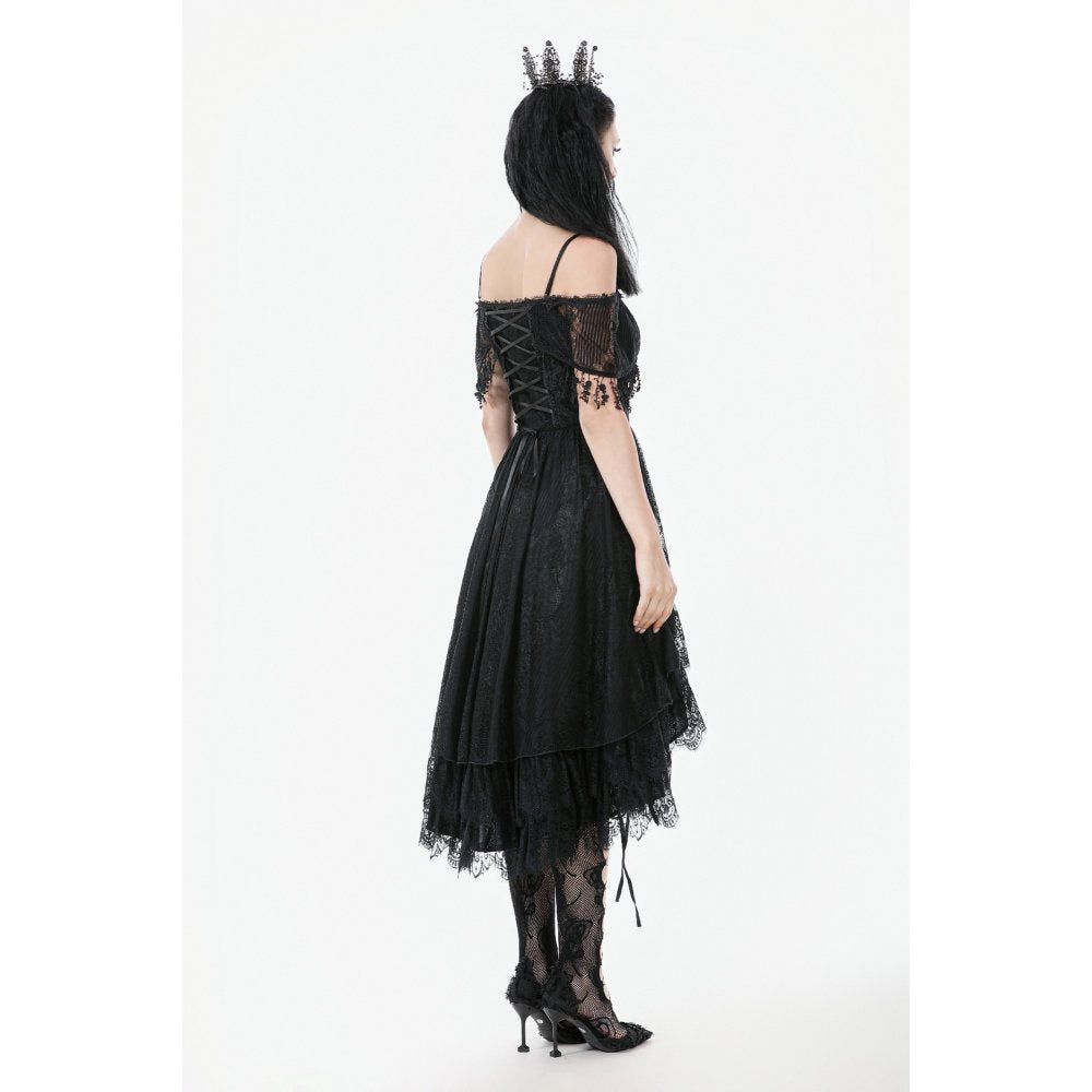 Dark in Love Soraya Gothic Lace High-Low Dress - DevilGothic DevilGothic