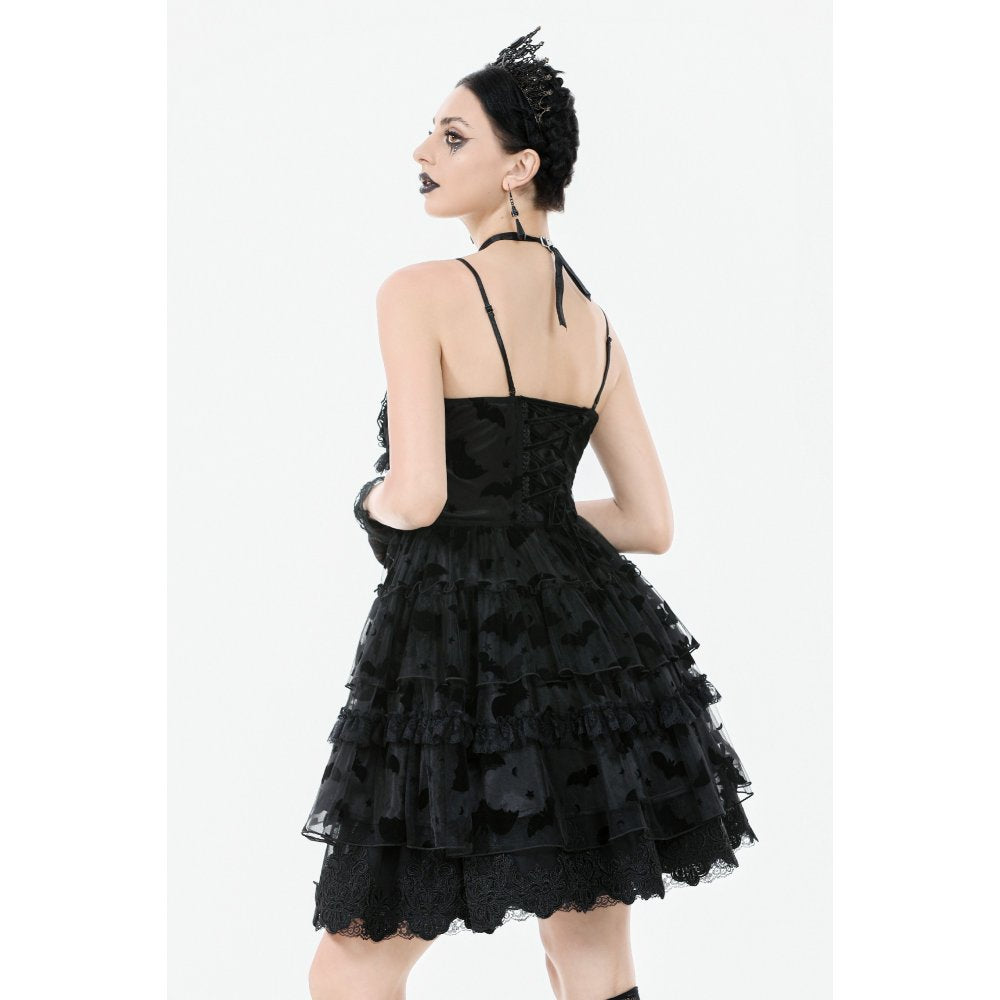 Dark in Love Morwenna Bat Mesh Layered Goth Mini Dress - DevilGothic DevilGothic