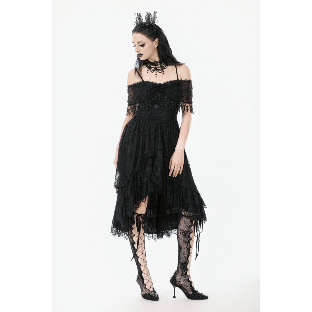 Dark in Love Soraya Gothic Lace High-Low Dress - DevilGothic DevilGothic