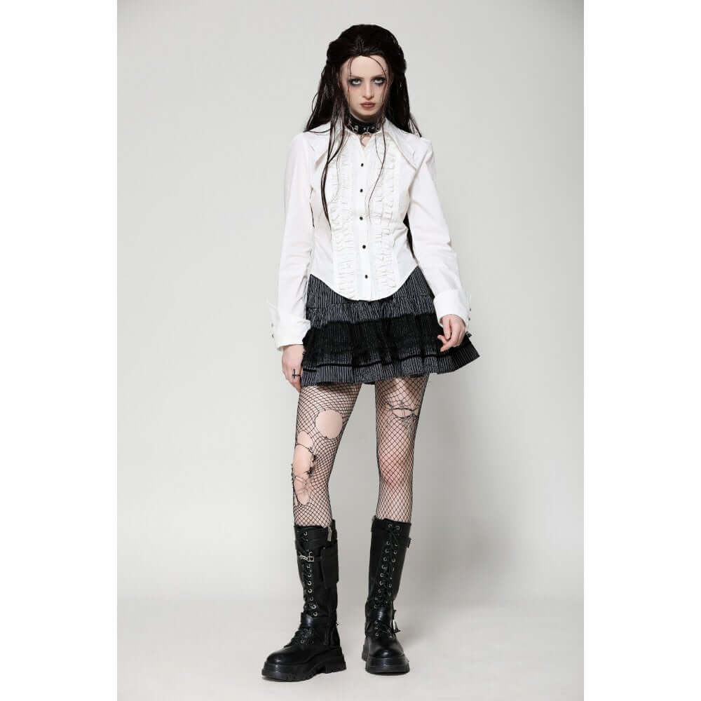 Dark in Love Queeny White Gothic Demon Shirt - DevilGothic DevilGothic