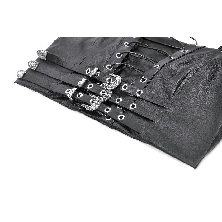 Dark in Love Ravena Buckled Faux Leather Corset Top - DevilGothic DevilGothic
