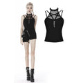 Dark in Love Enyo Mesh Strap Goth Halter Top in Black - DevilGothic DevilGothic