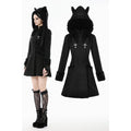 Dark in Love Cat-Ear Faux Fur Trim Gothic Coat - DevilGothic DevilGothic