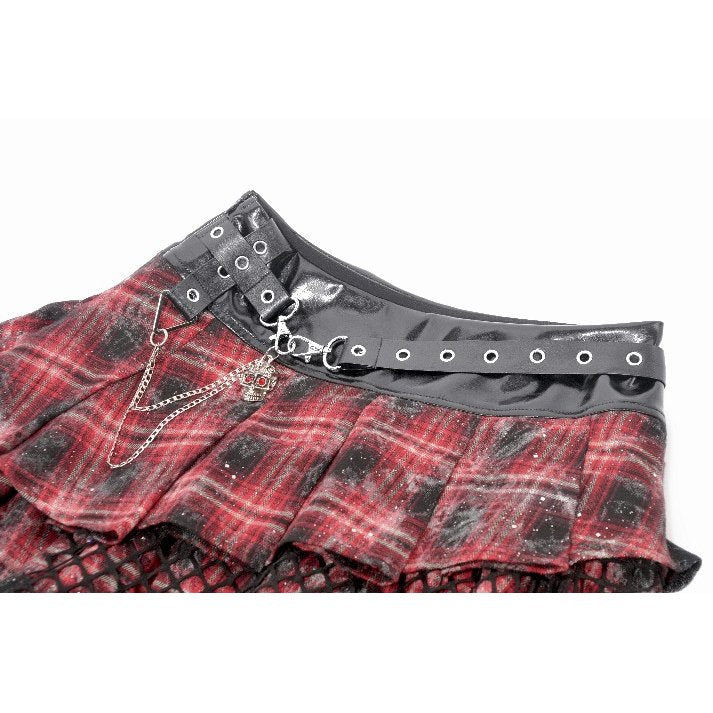 Dark in Love Linnea Plaid Mesh Layered Skirt - DevilGothic DevilGothic