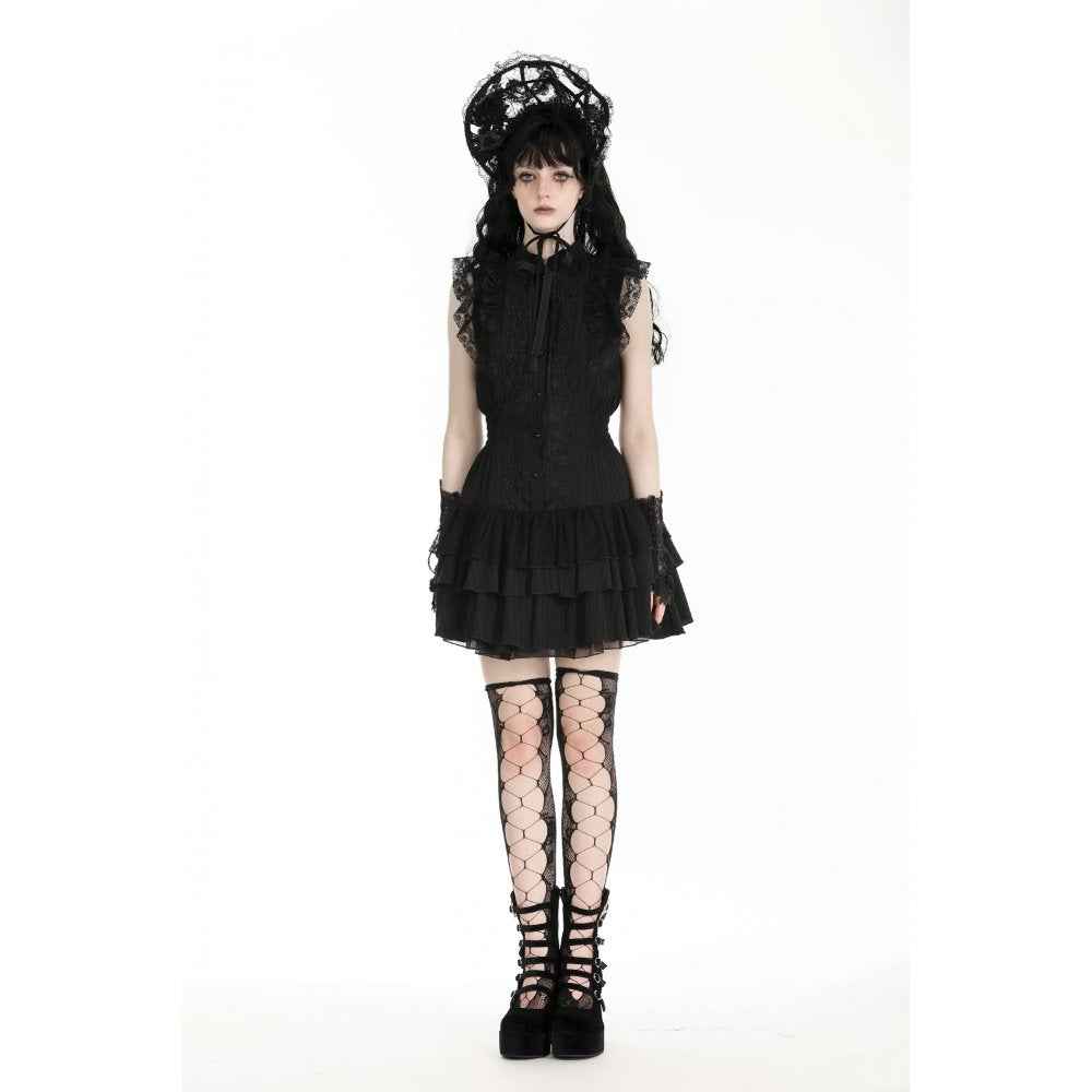 Dark in Love Diya Sleeveless Tiered Goth Dress