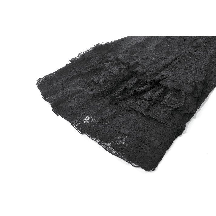 Dark in Love Vintage Gothic Lace Layered Maxi Skirt - DevilGothic DevilGothic