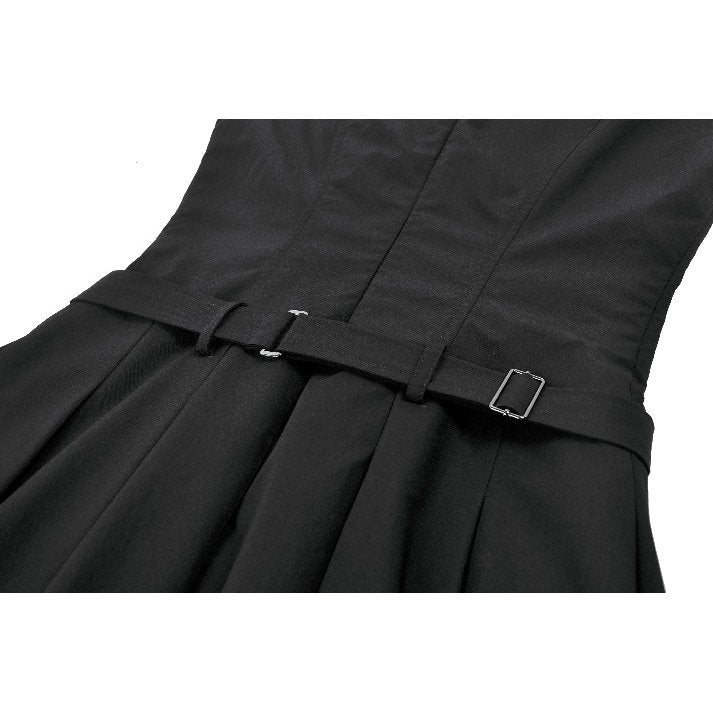 Dark in Love Cassia Buckled Pleated Dress - DevilGothic DevilGothic