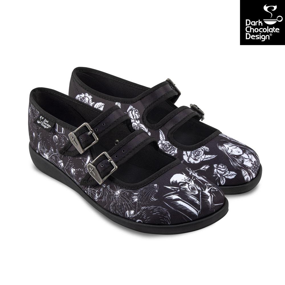 Chocolaticas® Death Stalks Gothic Mary Jane Flats - DevilGothic DevilGothic
