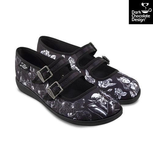 Chocolaticas® Death Stalks Gothic Mary Jane Flats - DevilGothic DevilGothic