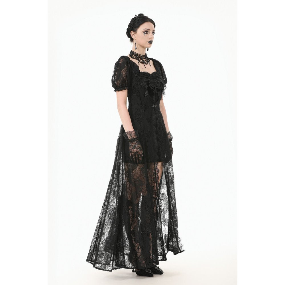 Dark in Love Morwenna Lace Gothic Maxi Dress in Black - DevilGothic DevilGothic