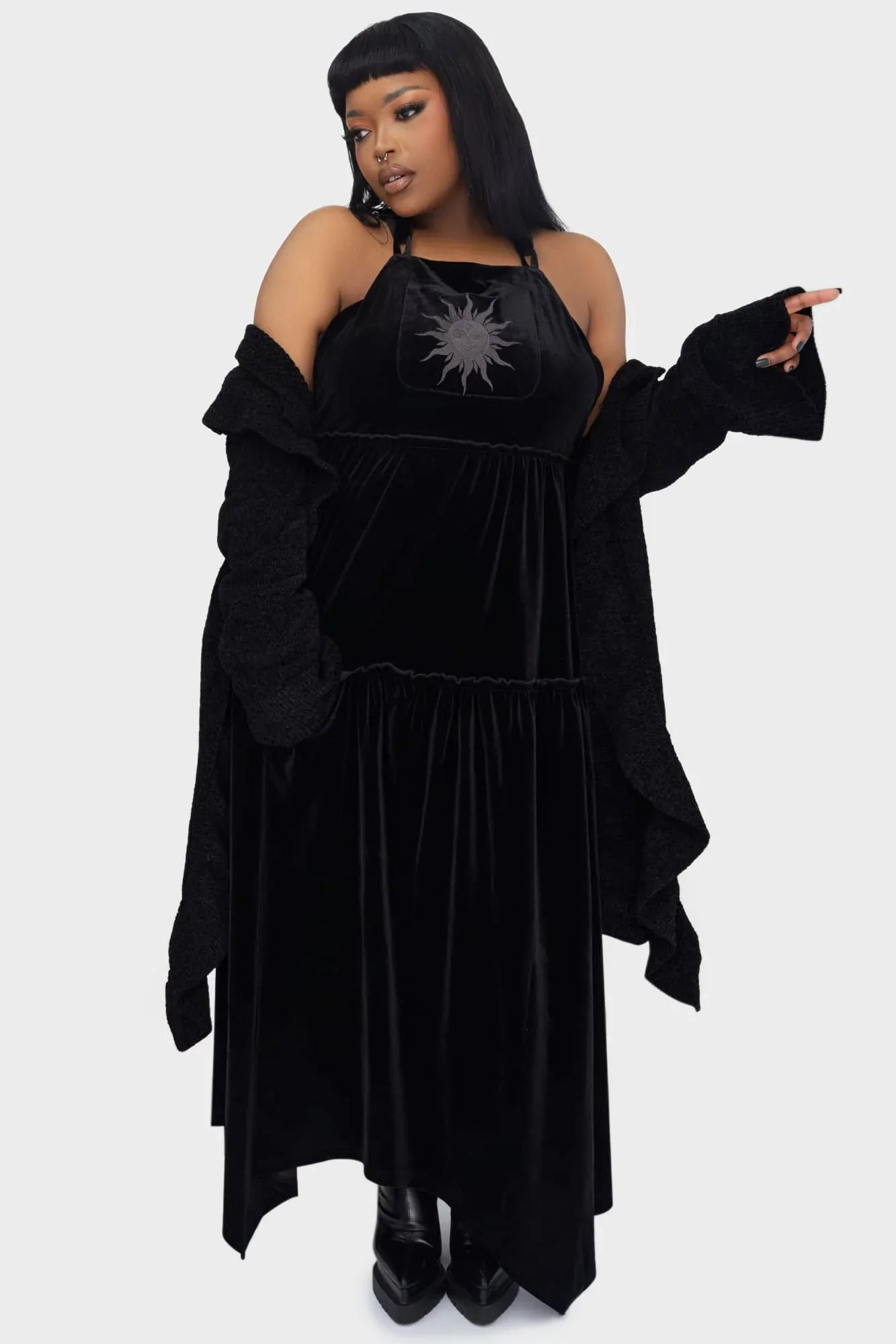Killstar Ascended Velvet Maxi Pinafore Dress - DevilGothic DevilGothic