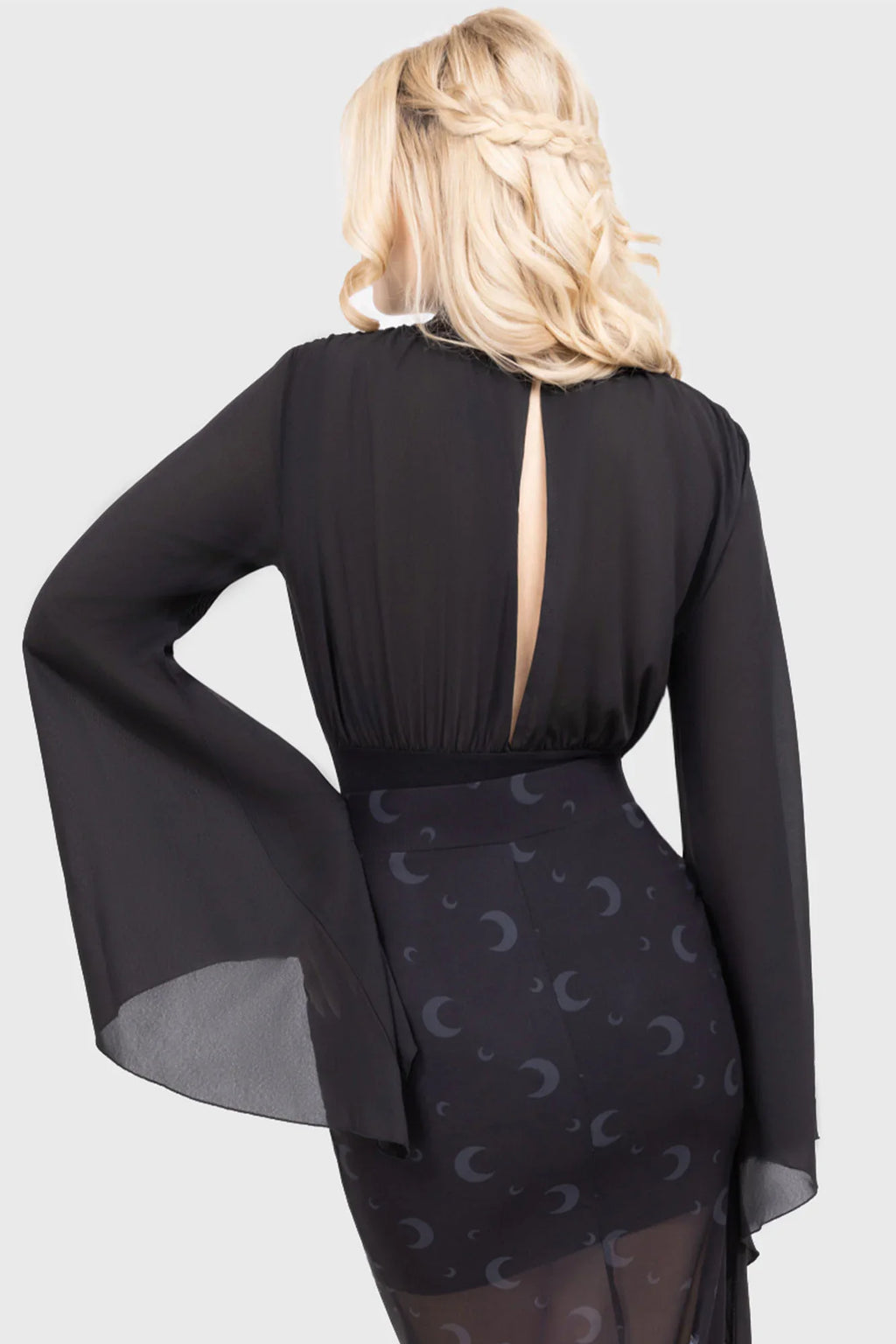 Killstar Astralune High Neck Flared Sleeve Top - DevilGothic DevilGothic