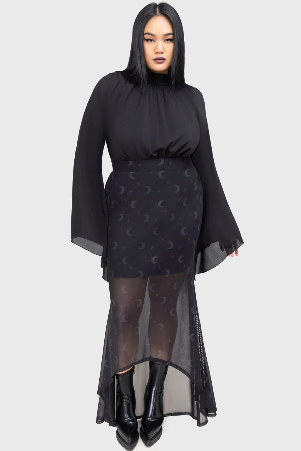 Killstar Astralune High Neck Flared Sleeve Top - DevilGothic DevilGothic