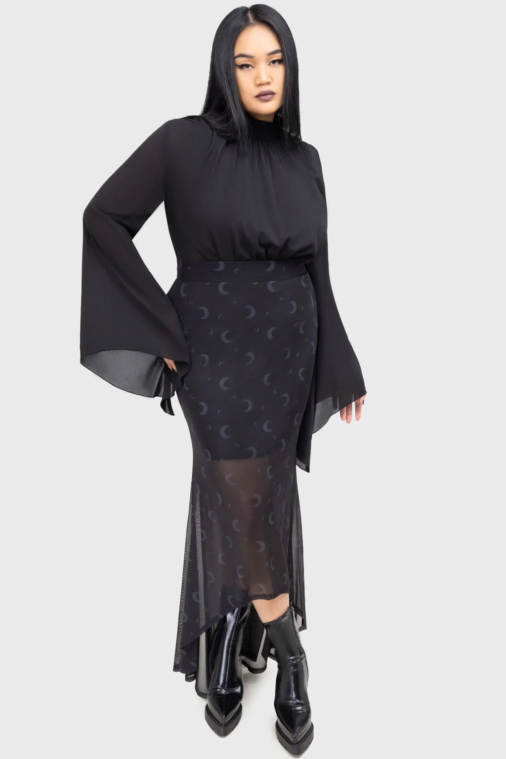 Killstar Astralune High Neck Flared Sleeve Top - DevilGothic DevilGothic