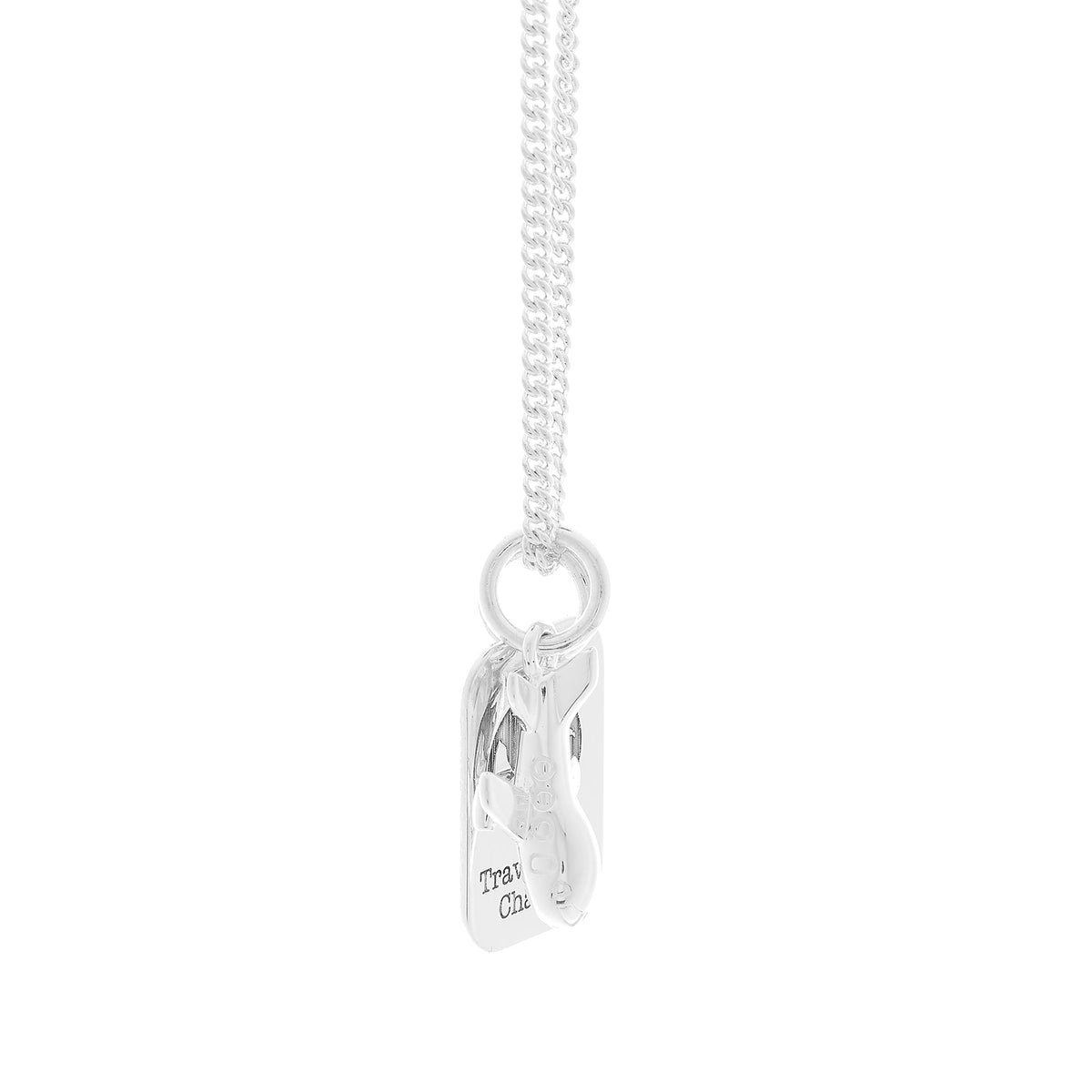 Aeroplane & Personalised Dog Tag Silver Necklace