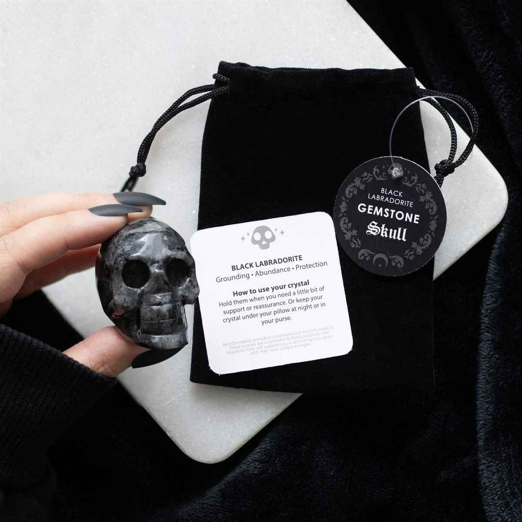 Gothic Gifts Black Labradorite Crystal Skull