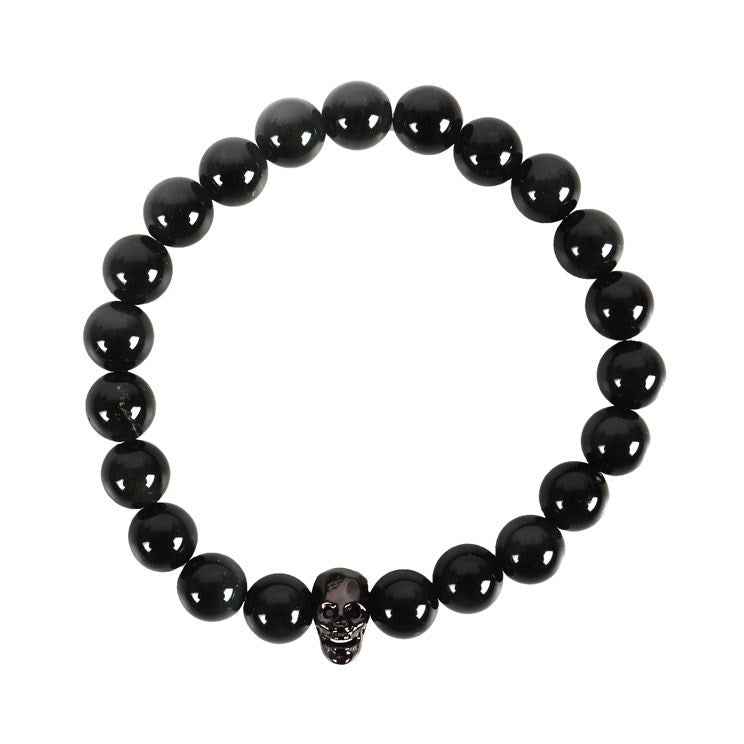 Gothic Gifts Black Obsidian Skull Bracelet