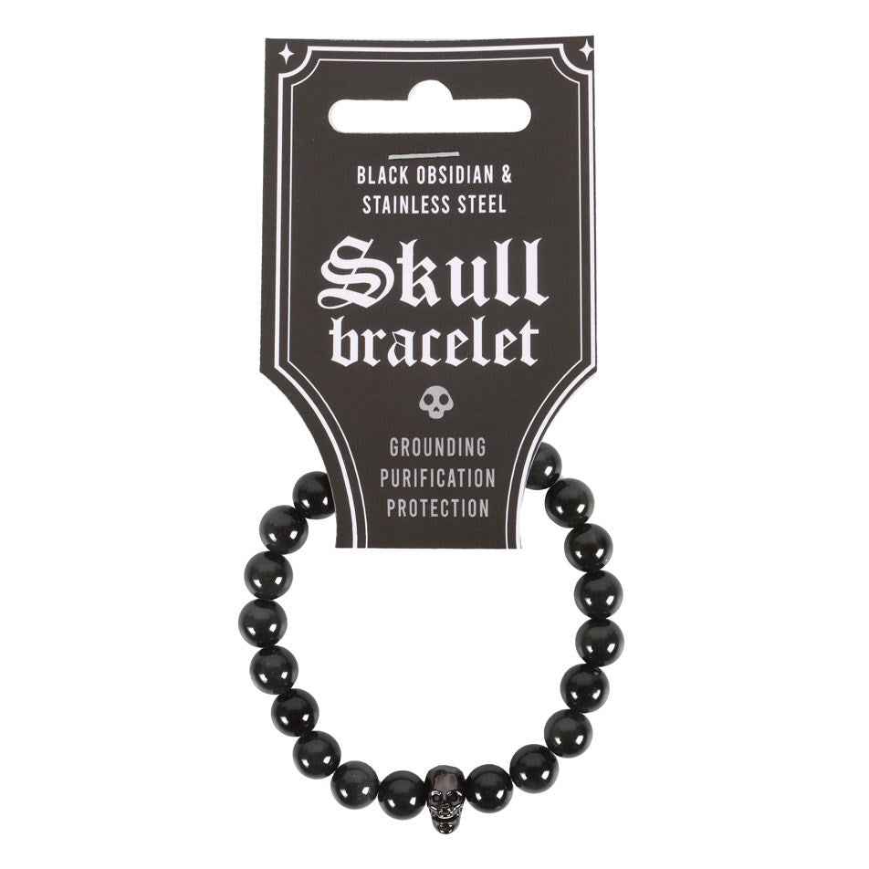 Gothic Gifts Black Obsidian Skull Bracelet