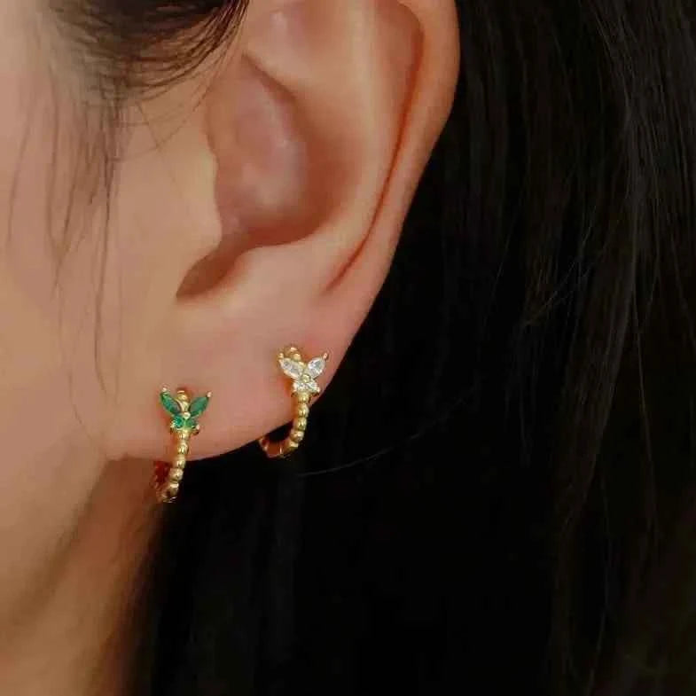 Butterfly Gem Hoop Earrings