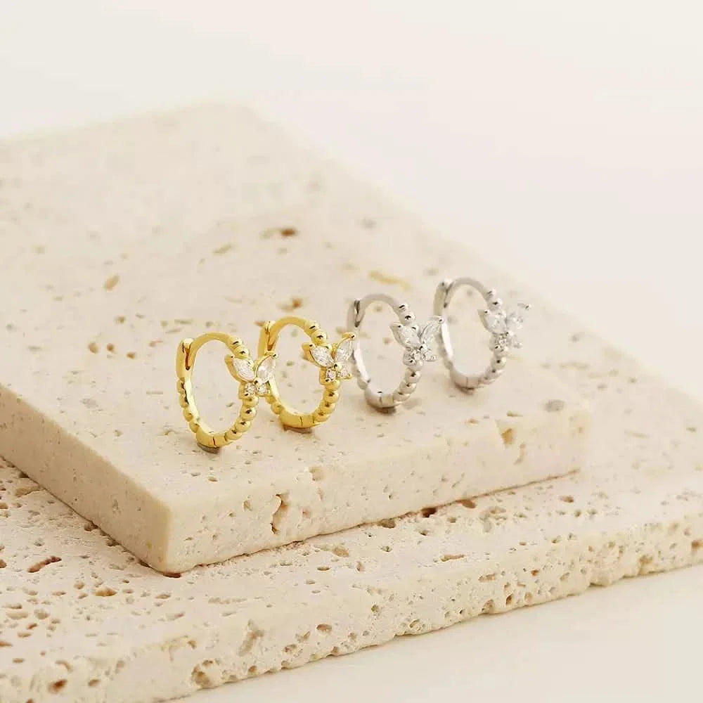 Butterfly Gem Hoop Earrings