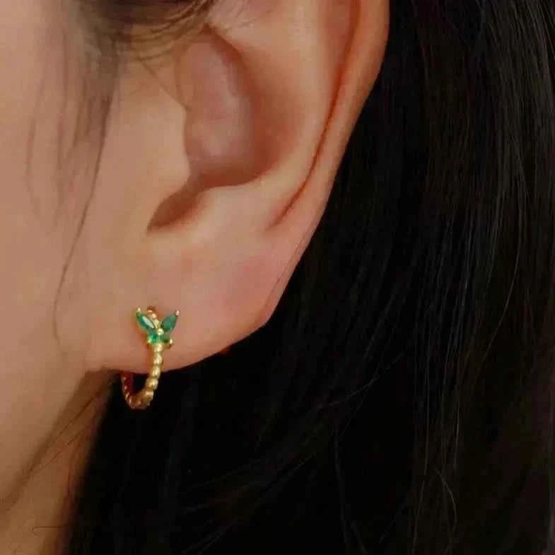 Butterfly Gem Hoop Earrings