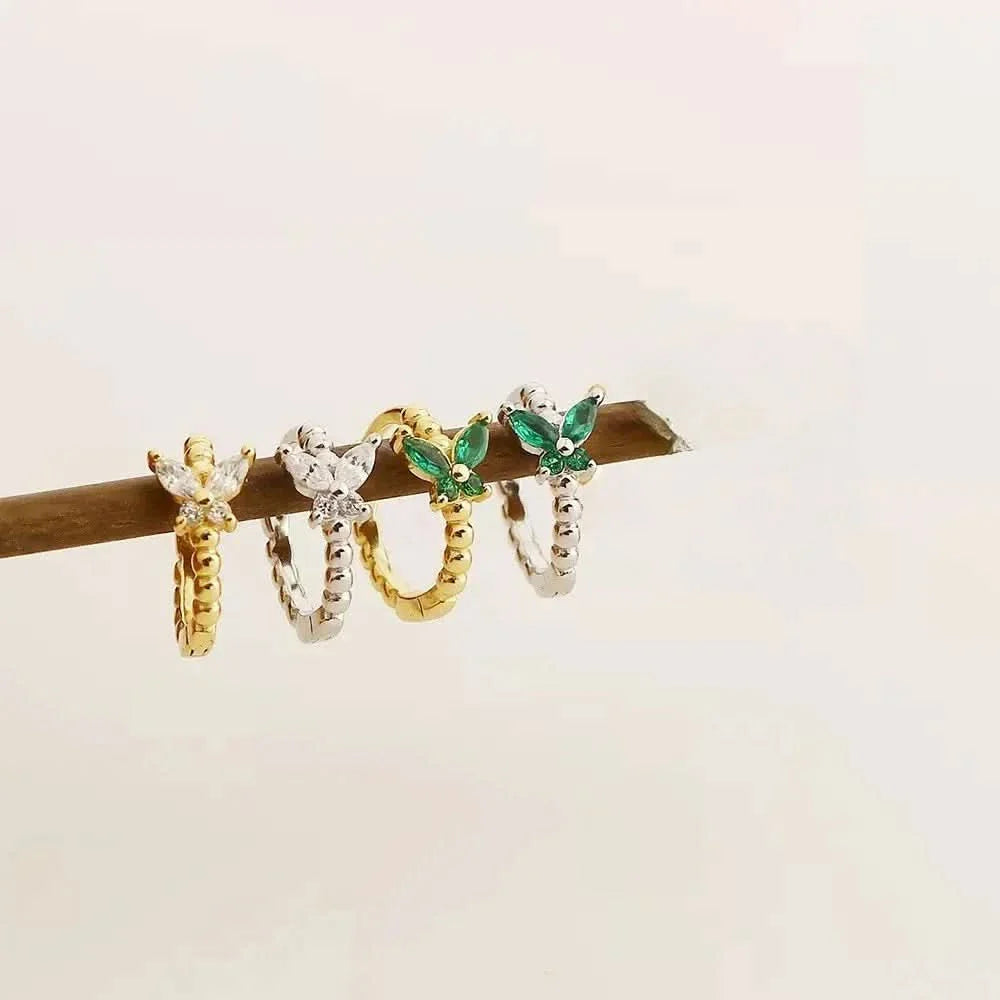 Butterfly Gem Hoop Earrings