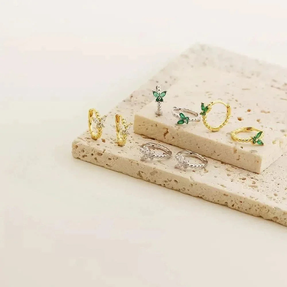 Butterfly Gem Hoop Earrings