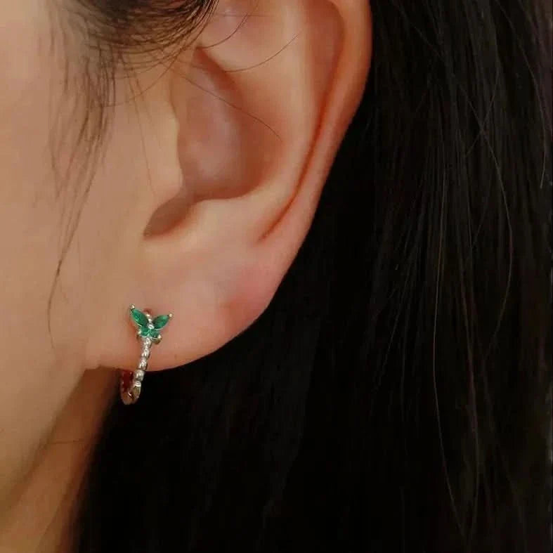 Butterfly Gem Hoop Earrings