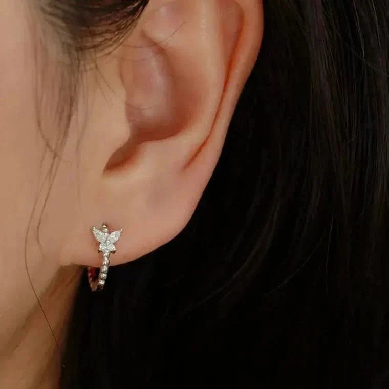 Butterfly Gem Hoop Earrings